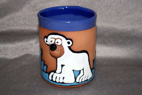 Keramik-Becher mit Henkel, Motiv Eisbär